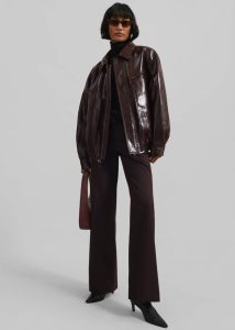 Women Risner Faux Leather Jacket - Burgundy Outerwear The Frankie Shop Red - Image 3