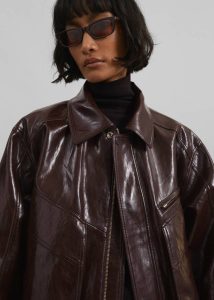 Women Risner Faux Leather Jacket - Burgundy Outerwear The Frankie Shop Red - Image 5