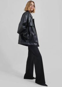 Women Roisin Faux Leather Jacket - Black Black Outerwear The Frankie Shop