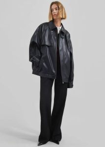 Women Roisin Faux Leather Jacket - Black Black Outerwear The Frankie Shop - Image 5