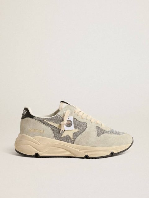 Women Running Sole Embellished With Swarovski Crystals And Ivory Star Running Sole Golden Goose