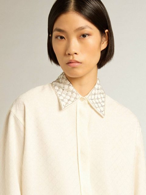 Women Shirts Shirt In Vintage White With Jacquard Design And Embroidery Vintage White Golden Goose - Image 2