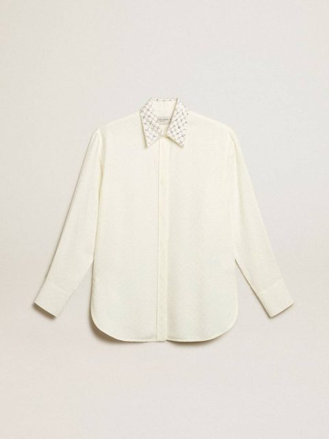 Women Shirts Shirt In Vintage White With Jacquard Design And Embroidery Vintage White Golden Goose