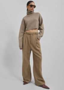 Women Skylar Trousers - Beige Brown The Frankie Shop Bottoms