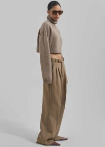 Women Skylar Trousers - Beige Brown The Frankie Shop Bottoms - Image 4