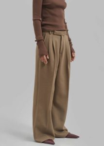 Women Skylar Trousers - Beige Brown The Frankie Shop Bottoms - Image 5