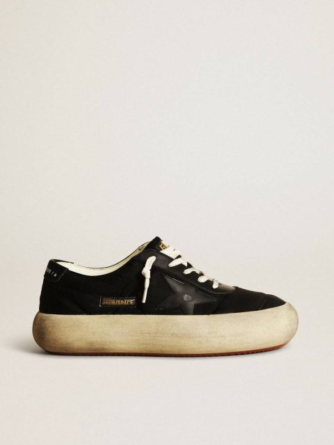Women Space-Star Space-Star Shoes In Black Nylon With Black Leather Star And Heel Tab Golden Goose