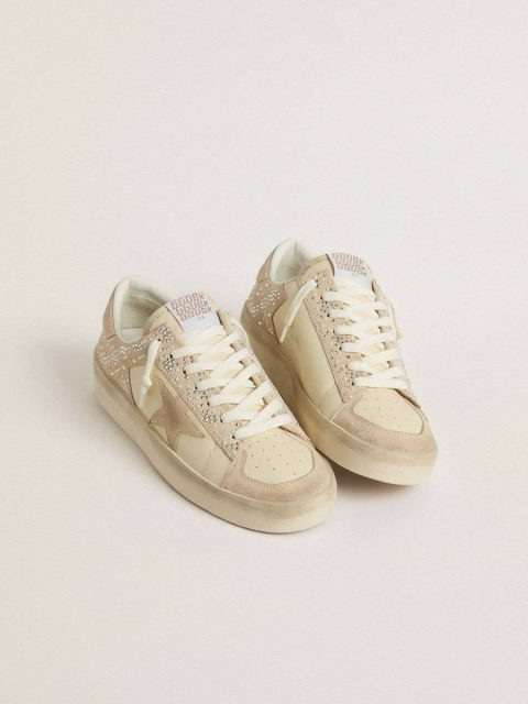Women Stardan Stardan In Cream-Colored Suede And Leather With Swarovski And A Suede Star Golden Goose - Image 2