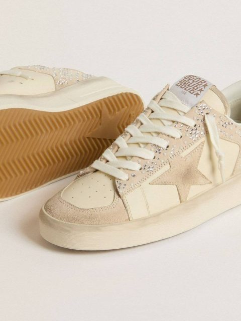 Women Stardan Stardan In Cream-Colored Suede And Leather With Swarovski And A Suede Star Golden Goose - Image 3
