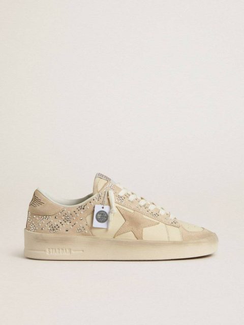 Women Stardan Stardan In Cream-Colored Suede And Leather With Swarovski And A Suede Star Golden Goose