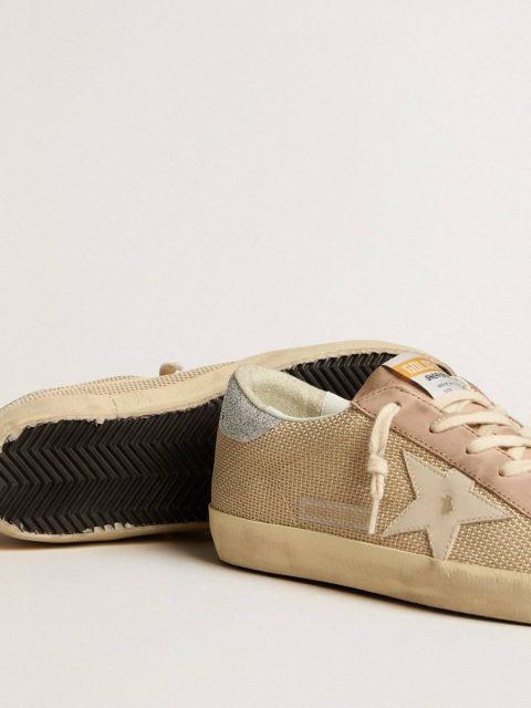 Women Super-Star Golden Goose Super-Star Ltd In White Mesh And Pink Nubuck With Swarovski Crystals Heel Tab - Image 4