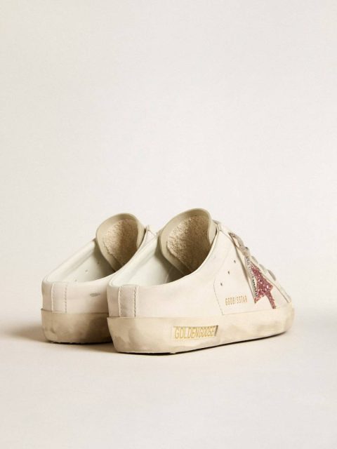 Women Super-Star Sabot Golden Goose Bio-Based Super-Star Sabot With Pink Glitter Star And Suede Toe - Image 4