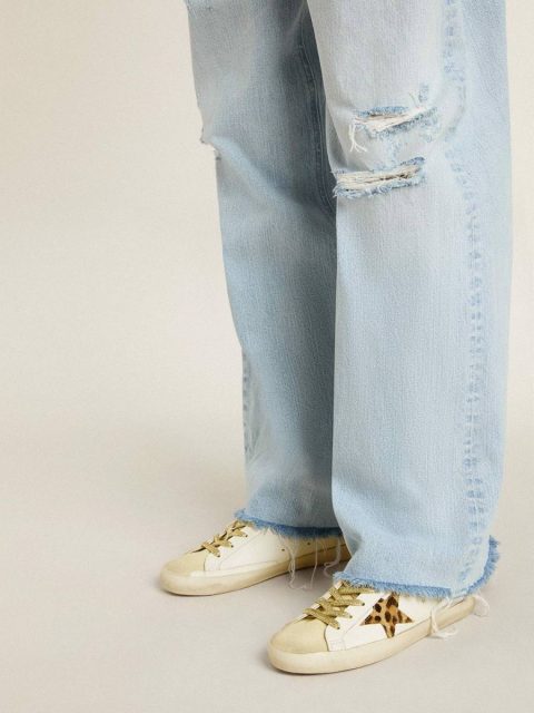 Women Super-Star Sabot Golden Goose White Super-Star Sabots With Pony Skin Star And Beige Suede Tongue - Image 3