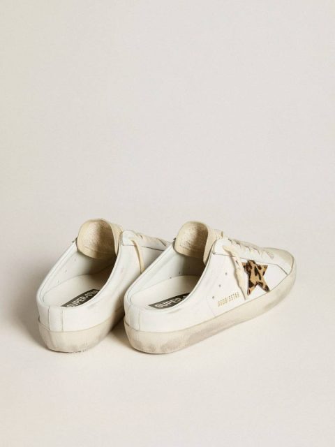 Women Super-Star Sabot Golden Goose White Super-Star Sabots With Pony Skin Star And Beige Suede Tongue - Image 5