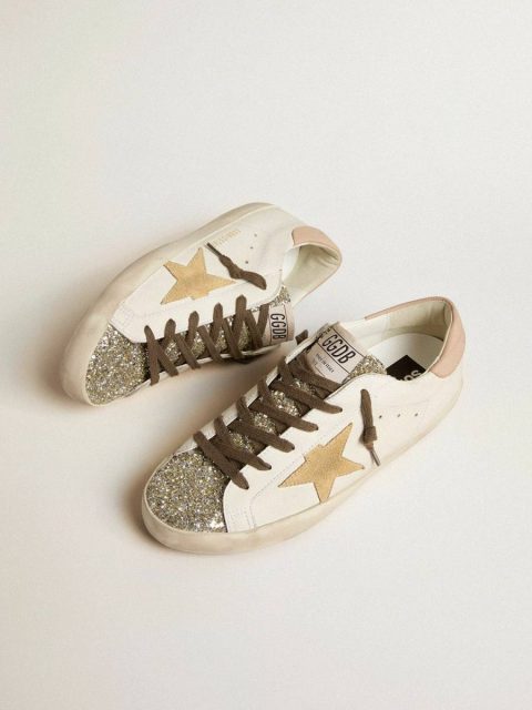 Women Super-Star White Golden Goose Women’s Bio-Based Super-Star With Platinum Glitter Tongue - Image 2