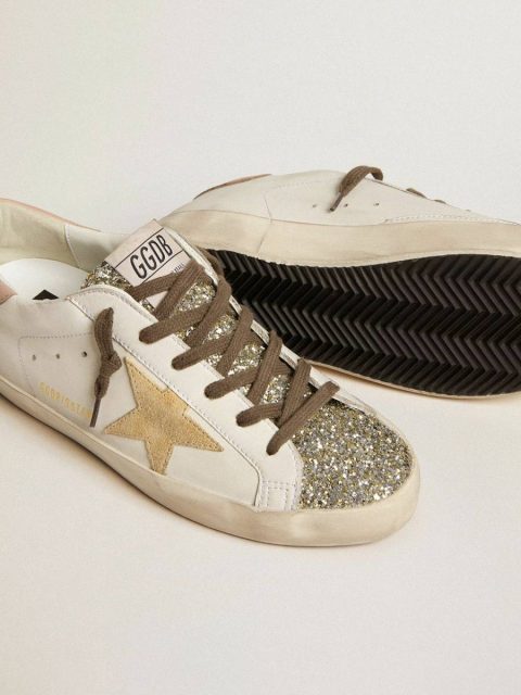 Women Super-Star White Golden Goose Women’s Bio-Based Super-Star With Platinum Glitter Tongue - Image 3