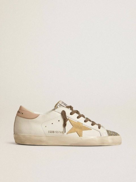 Women Super-Star White Golden Goose Women’s Bio-Based Super-Star With Platinum Glitter Tongue