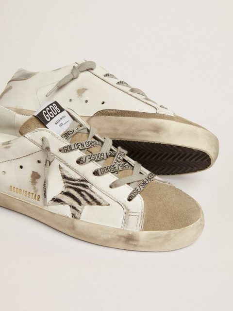 Women Super-Star White Golden Goose Women's Super-Star With Zebra Print Pony Skin Star - Image 3