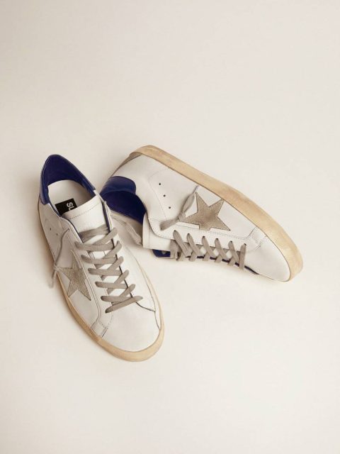 Women Super-Star Women's Super-Star With Suede Star And Blue Heel Tab Golden Goose - Image 2