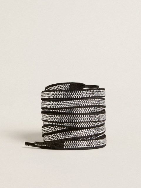 Women Swarovski Laces With Contrasting White Logo Black Golden Goose Laces
