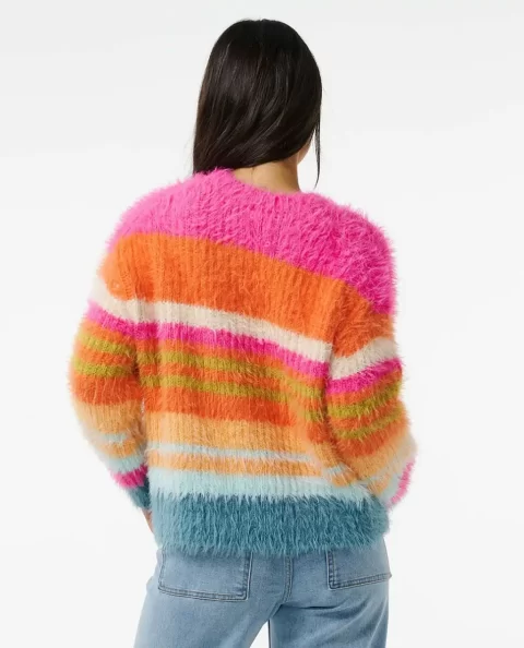 Women Sweaters Rip Curl Hibiscus Heat Chunky Stripe Knit - Image 3