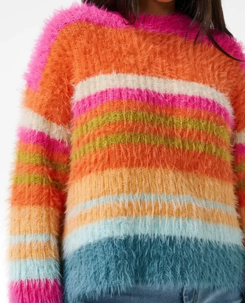 Women Sweaters Rip Curl Hibiscus Heat Chunky Stripe Knit - Image 5