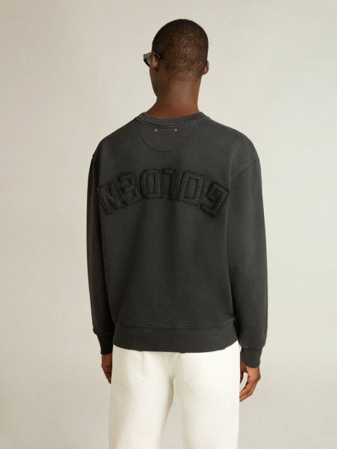 Women Sweatshirt In Washed Black With Reverse Logo On The Back - Jersey Capsule Golden Goose Sweatshirts Washed Black - Image 4