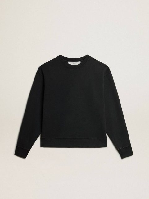 Women Sweatshirt In Washed Black With Reverse Logo On The Back - Jersey Capsule Golden Goose Sweatshirts Washed Black