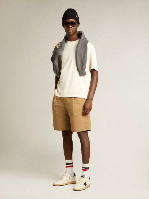 Women T-Shirt In Aged White With Reverse Logo On The Back - Jersey Capsule Golden Goose T-Shirts & Tops Aged White - Image 4