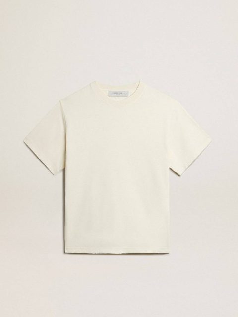 Women T-Shirt In Aged White With Reverse Logo On The Back - Jersey Capsule Golden Goose T-Shirts & Tops Aged White