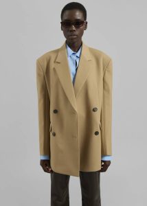Women The Frankie Shop Beige Hisar Boxy Blazer - Camel Outerwear - Image 3