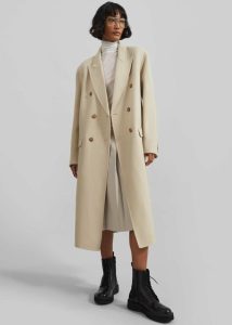Women The Frankie Shop Beige Outerwear Maese Wool Coat - Light Beige - Image 3