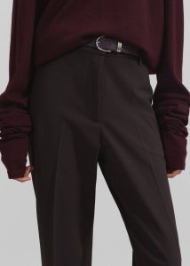 Women The Frankie Shop Belts Ora Leather Belt - Plum/Silver Purple - Image 2