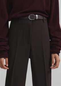 Women The Frankie Shop Belts Ora Leather Belt - Plum/Silver Purple - Image 5