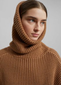 Women The Frankie Shop Bex Wool Hooded Turtleneck - Camel Knitwear Brown - Image 2