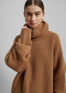 Women The Frankie Shop Bex Wool Hooded Turtleneck - Camel Knitwear Brown - Image 3