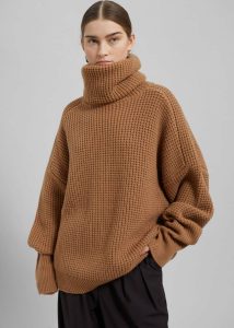 Women The Frankie Shop Bex Wool Hooded Turtleneck - Camel Knitwear Brown - Image 5