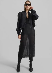Women The Frankie Shop Black Outerwear Micky Cropped Sheer Bomber - Black - Image 4