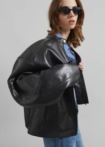 Women The Frankie Shop Black Wismar Faux Leather Jacket - Black Outerwear - Image 3