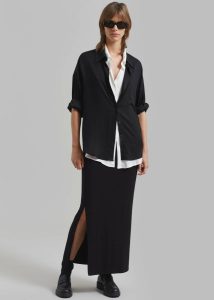 Women The Frankie Shop Bottoms Abigail Side Slit Maxi Skirt - Black Black - Image 2
