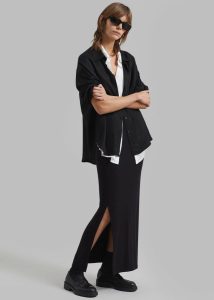 Women The Frankie Shop Bottoms Abigail Side Slit Maxi Skirt - Black Black - Image 3