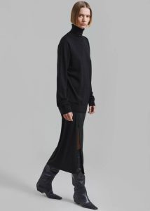 Women The Frankie Shop Bottoms Abigail Side Slit Maxi Skirt - Black Black - Image 4