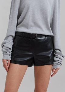 Women The Frankie Shop Bottoms Black Kate Faux Leather Shorts - Black - Image 2