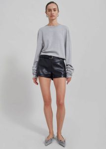 Women The Frankie Shop Bottoms Black Kate Faux Leather Shorts - Black - Image 3