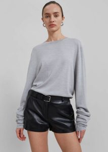 Women The Frankie Shop Bottoms Black Kate Faux Leather Shorts - Black - Image 4