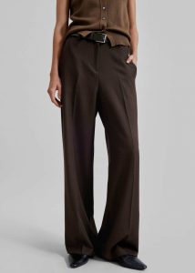 Women The Frankie Shop Bottoms Brown Nisha Pintuck Trousers - Brown - Image 2