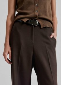 Women The Frankie Shop Bottoms Brown Nisha Pintuck Trousers - Brown - Image 3