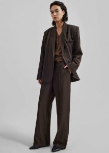 Women The Frankie Shop Bottoms Brown Nisha Pintuck Trousers - Brown - Image 4