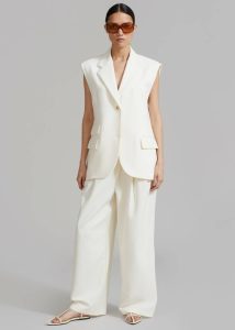 Women The Frankie Shop Bottoms Eloise Trousers - Cream White - Image 4