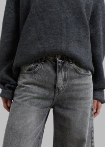 Women The Frankie Shop Bottoms Grey Alani Wide Leg Jeans - Black Wash - Image 2